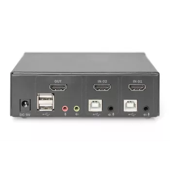 KVM jungiklis Digitus 2 prievadų vienas ekranas 4K HDMI