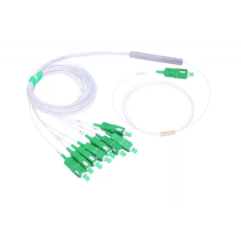 Kabelio skirstytuvas Extralink Splitter 1:8 PLC SC/APC 900um 1.5m Žalia Balta