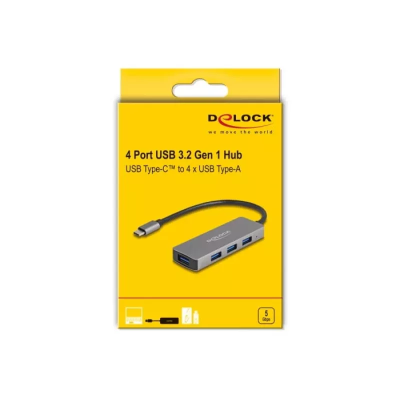 DeLOCK 63173 USB šakotuvas Type-C 5000 Mbit/s Juodas