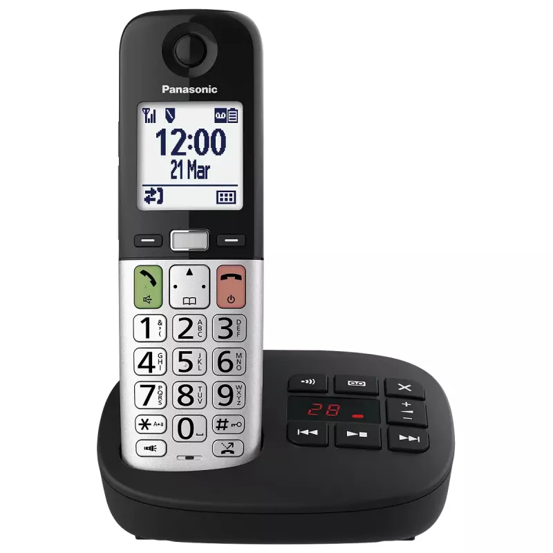 DECT telefonas Panasonic KX-TGU430 belaidis ragelis, garsiakalbis, skambintojo ID, 2,4 colio ekranas, 1000 įrašų telefonų knyga, pilka/juoda