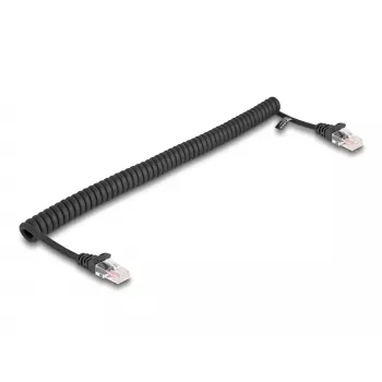 Tinklo kabelis DeLOCK RJ45 spiralinis kabelis kištukas-kištukas Cat.5e 1 m juodas