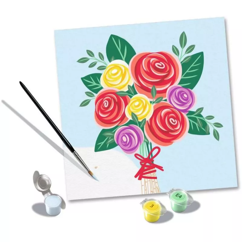 Ravensburger piešimo rinkinys CreArt – Rožių puokštė, piešimo pagal skaičius rinkinys (modelis 25520)