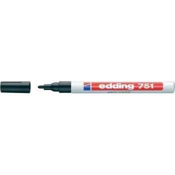 Marker Edding e-751 baltas plastikinis apvalus antgalis — baltas rašalas, apvalus šerdis