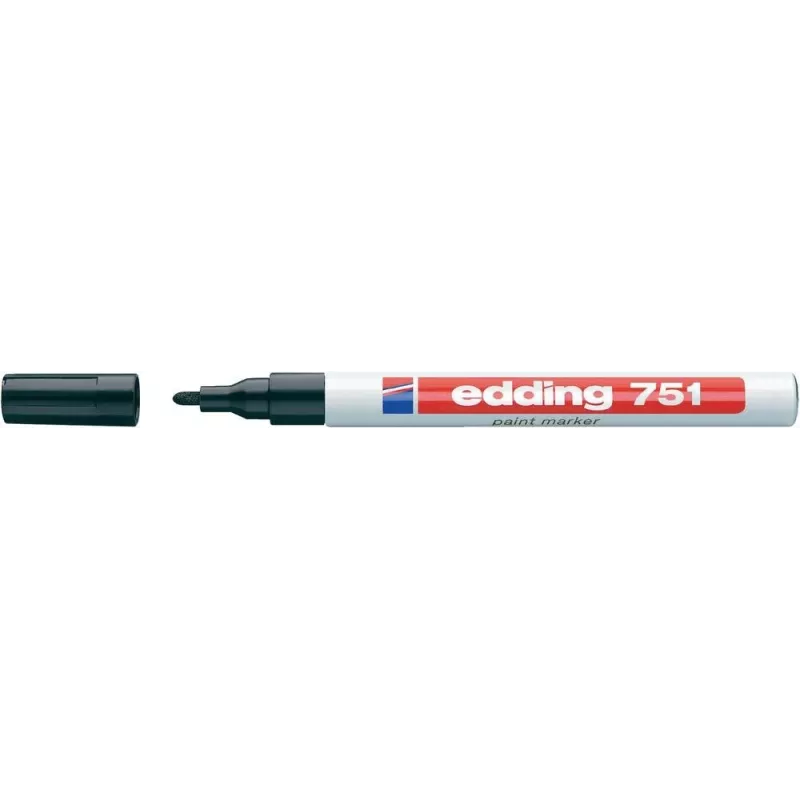 Marker Edding e-751 baltas plastikinis apvalus antgalis — baltas rašalas, apvalus šerdis