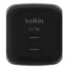AC patalpų greitasis įkroviklis Belkin WCH020kqBK, 2× USB-C, universalus suderinamumas, maitinimo apsauga, juodas