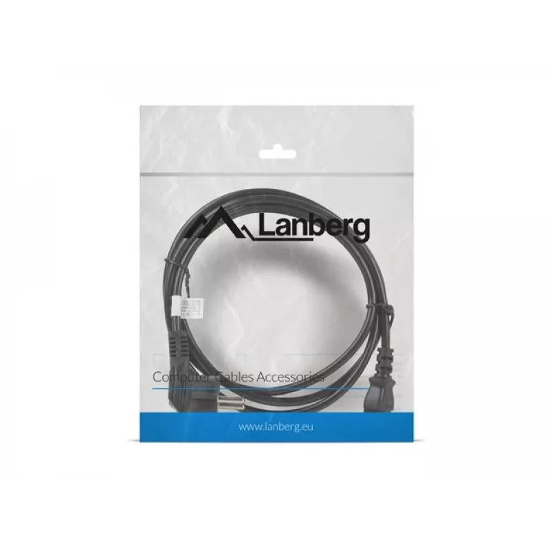 Maitinimo laidas LANBERG CA-C13C-11CC-0018-BK — 1,8 m, C13 jungtis prie CEE7/7, kampinė C13