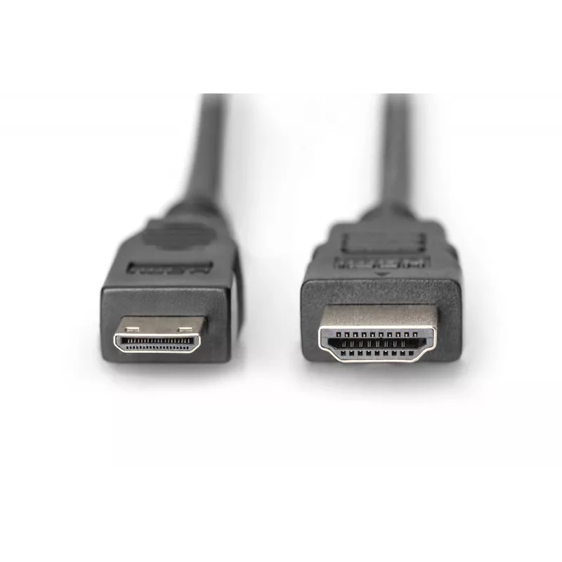 Digitus ASSMANN - Vaizdo / garso kabelis - HDMI - 30 AWG - Mini-HDMI, 19 kontaktų (V) - HDMI, 19 kontaktų (V) - 3 m - Dviguba izoliacija - Juoda (AK-330106-030-S)