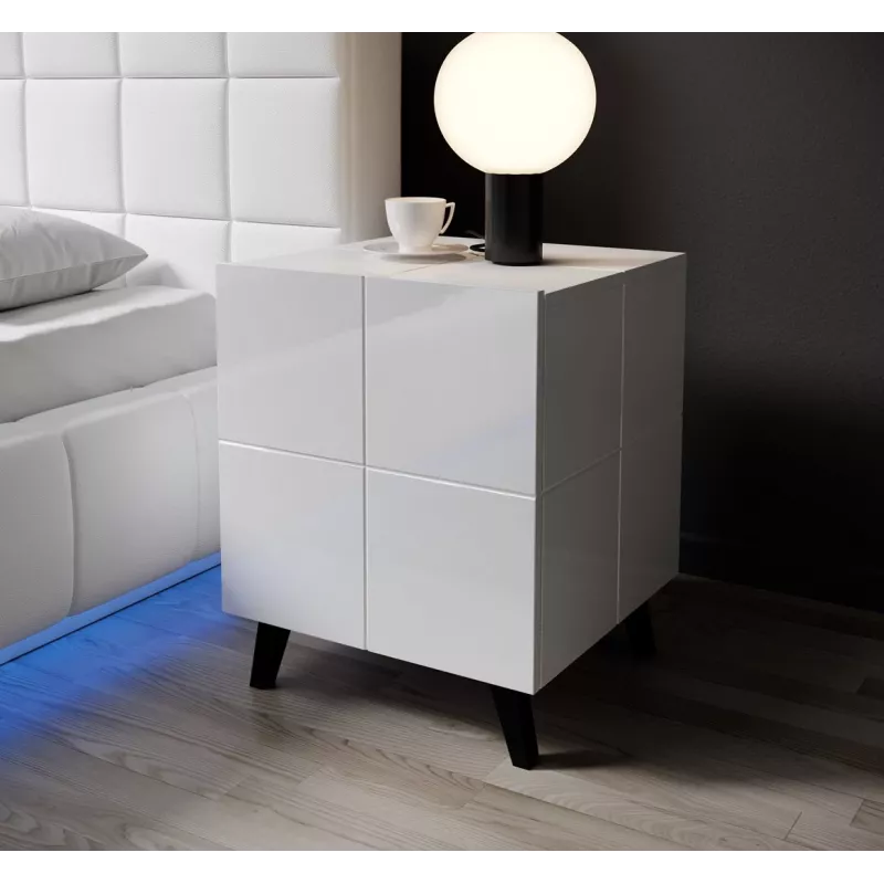 Cama Naktinis staliukas REJA baltas blizgus/baltas blizgus