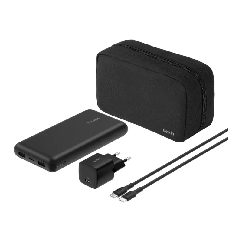 Belkin BoostCharge – Powerbank + kintamosios srovės maitinimo šaltinis – 20000 mAh – PD – 3 išvesties prievadai (24 kontaktų USB-C, 2 x USB)