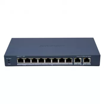 Hikvision DS-3E1310HP-EI(B) tinklų sietuvas valdomas Fast Ethernet (10/100) Power over Ethernet (PoE) pilkas