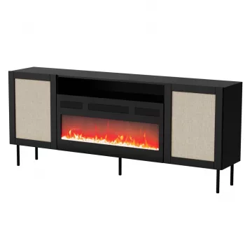 JUTA EF komoda + electric židinys 202x39.5x85 juodas + linol calabria