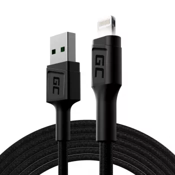 Lightning į USB-A laidas Green Cell KABGC12, 2 m, Lightning – USB A, juodas