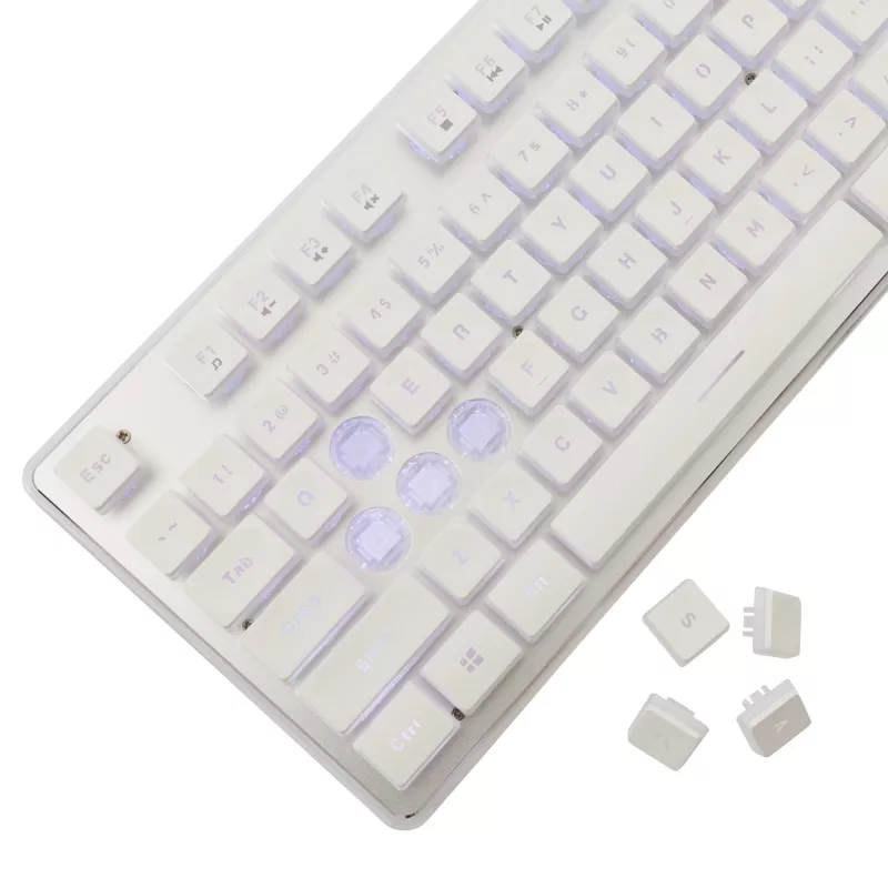 Mechaninė žaidimų klaviatūra White Shark TACHI-W-US — kompaktiškas TACHI White išdėstymas