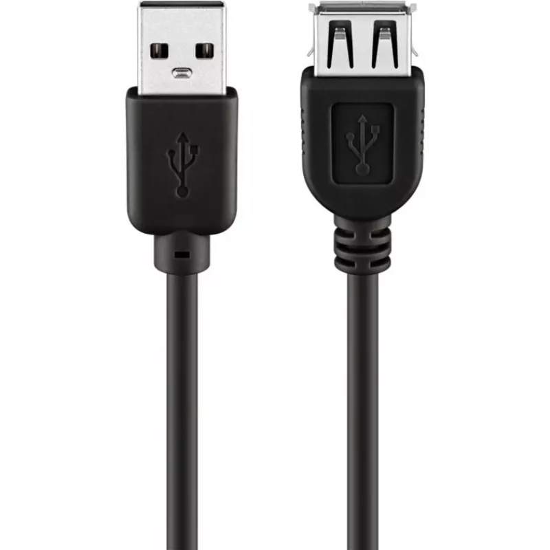 Wentronic Goobay USB 2.0 Hi-Speed prailginimo laidas, juodas, 5 m - USB 2.0 kištukas (A tipo) > USB 2.0 lizdas (A tipo) (68905)