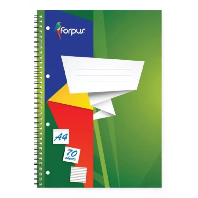 Spiralinis sąsiuvinis Forpus, A4/70, linijomis, minkšti viršeliai 0722-022