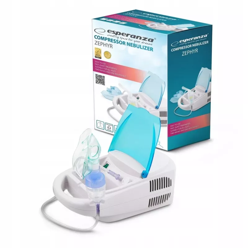 Stalinis tinklinis purkštuvas ESPERANZA ECN002 — 0,4 ml/min purškimo greitis, 10 ml talpa, suaugusiųjų ir vaikų kaukės, kandiklis, 220 V