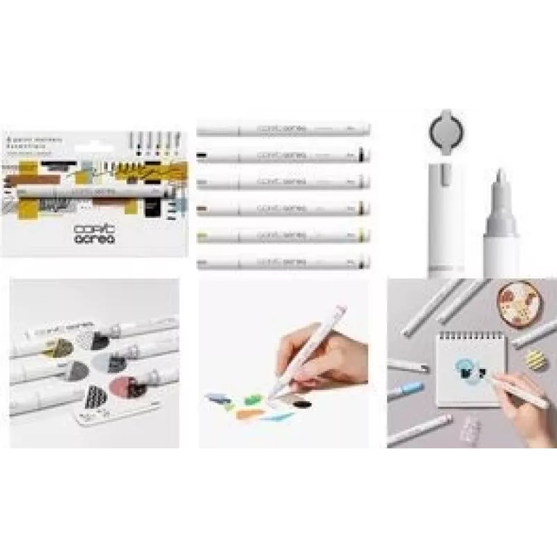 Marker set COPIC acrea 0,8 mm, įvairių spalvų, 6 vnt.