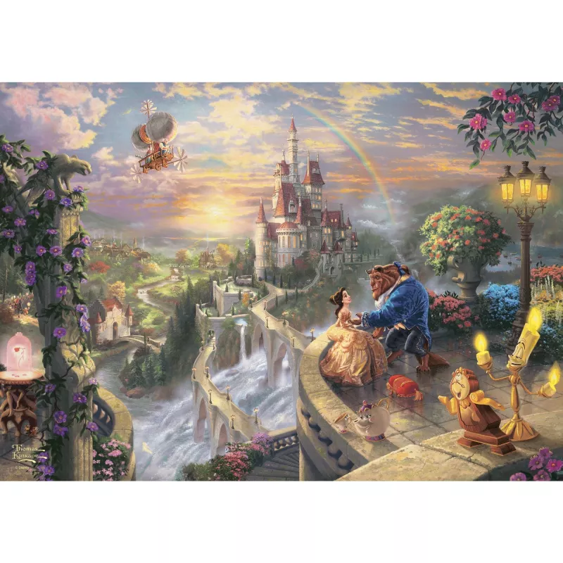 Thomas Kinkade Studios: Disney - Beauty and the Beast in the Nostalgia Metal Tin, Puzzle 500 Pieces