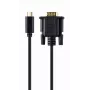 USB grafikos adapteris Gembird A-CM-VGAM-01, USB-C į VGA, 1920x1080, 0,15 m kabelis, juodas
