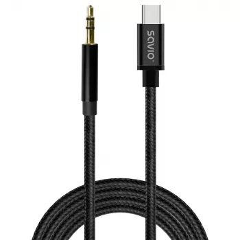 Garso kabelis Savio CL-188 2 m juodas USB-C į 3,5 mm laidas