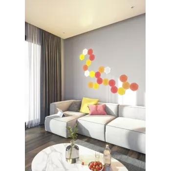LED šešiakampių plokščių šviestuvas Nanoleaf NL42-6002HX-15PK, RGB, 15 vnt. pakuotė, kintamosios srovės maitinimas