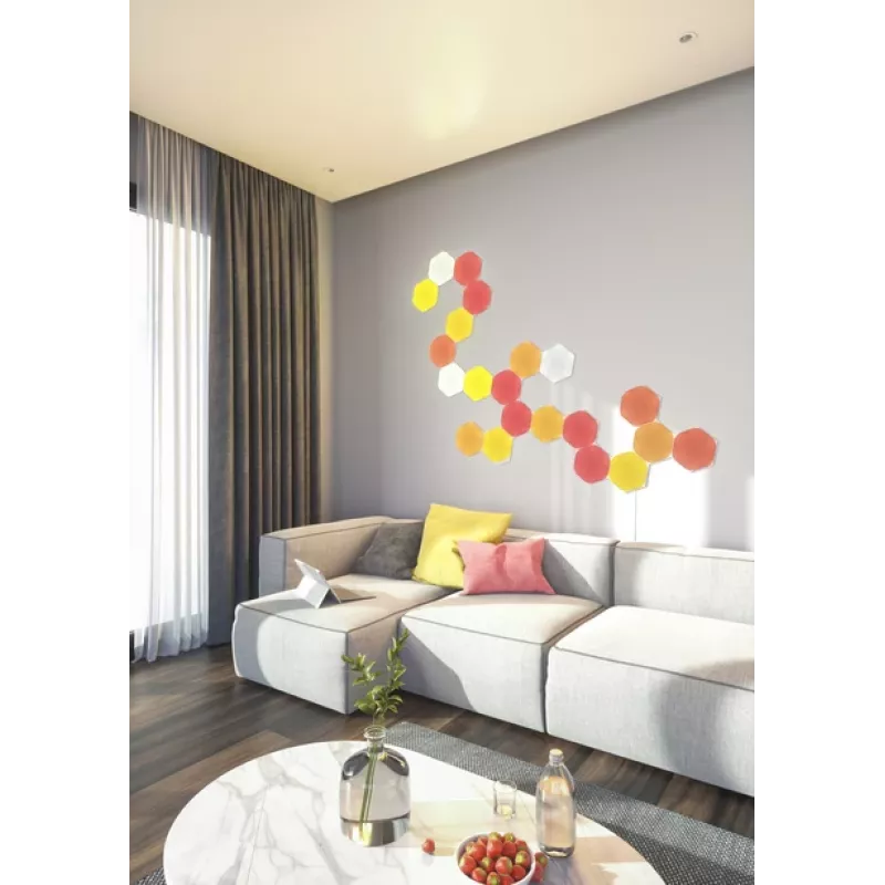 LED šešiakampių plokščių šviestuvas Nanoleaf NL42-6002HX-15PK, RGB, 15 vnt. pakuotė, kintamosios srovės maitinimas
