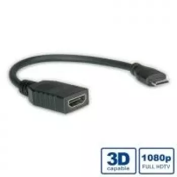 VALUE High Speed - Vaizdo / Garso / Tinklo kabelis - HDMI - HDMI, 19 kontaktų (W) - Mini-HDMI, 19 kontaktų (M) - 15 cm - Ekranuotas - Juodas (11.99.5586)