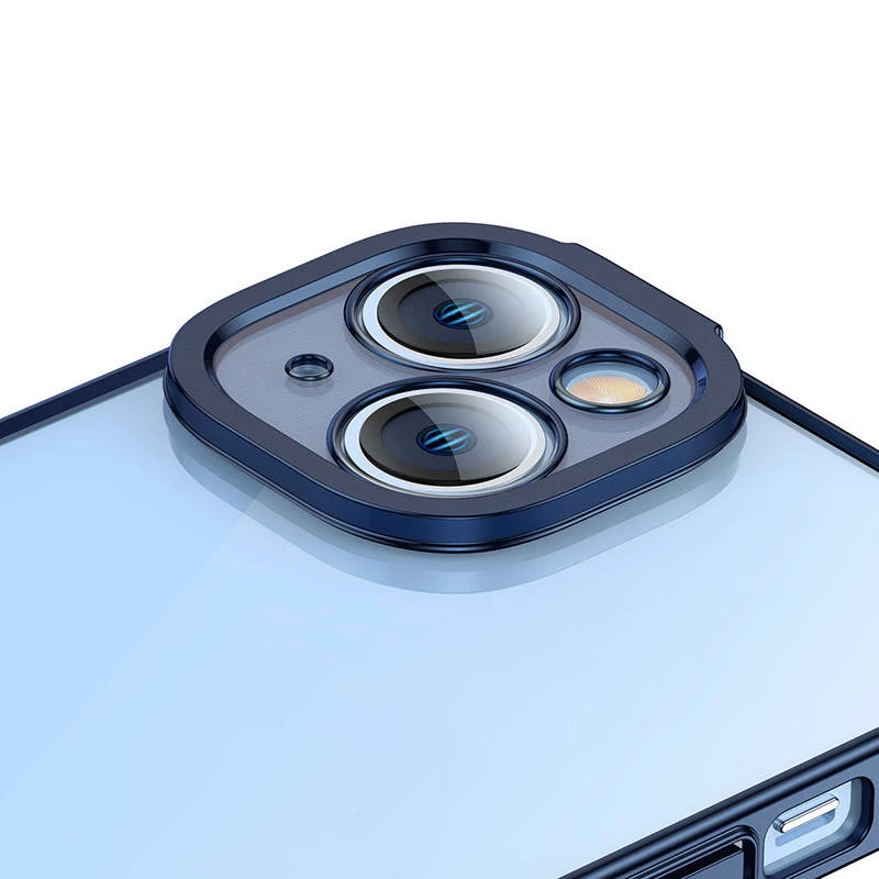 Apsauginis dėklas ir grūdinto stiklo rinkinys Baseus, skirtas iPhone 14 Plus — blizgantis permatomas mėlynas