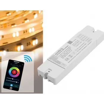 LED juostų valdiklis EUROLITE 50531113 WiFi 5in1 — daugiakanalis Wi‑Fi valdiklis RGB/RGBW/monochrominėms LED juostoms