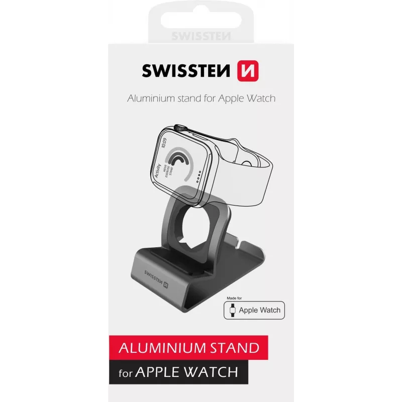 Aliumininis stovas SWISSTEN 25005200, skirtas Apple Watch Series 1–6, pilkas