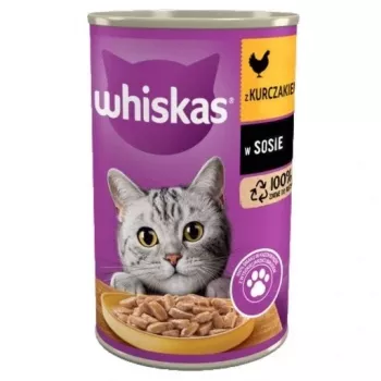 Šlapias kačių ėdalas Whiskas 400 g — vištienos skonio, suaugusioms katėms, skardinė