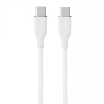 Silikono kabelis USB Type-C - Type-C, 100W (balta, 2m)