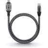 Ethernet laidas USB-C 3.2 Gen2 kištukas > RJ-45 kištukas, LAN adapteris juoda/sidabrinė, 2 metrai, pintas tekstilinis apvalkalas