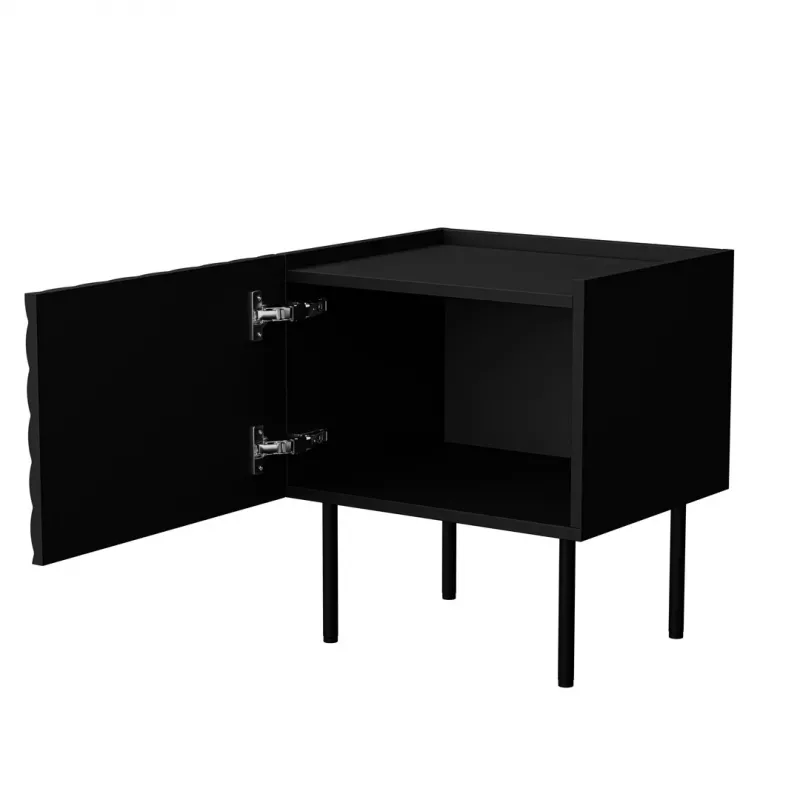 Naktinis staliukas Cama meble LUCCA, 2 vnt., 47x40x52 cm, juoda, MDF/drožlių plokštė