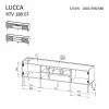 TV spintelė cama meble LUCCA 180x40x59 cm — baltas medžio drožlių plokštės viršus, baltas rėmas