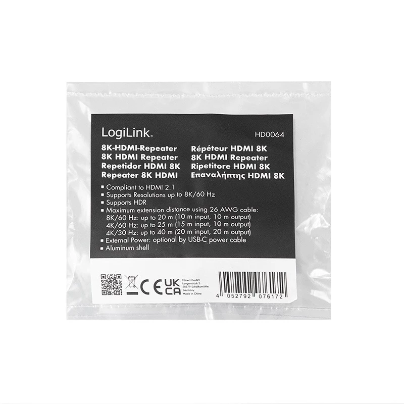 HDMI kartotuvas, 20 m, 8K 60 Hz, HDCP 2.3 alu, blu