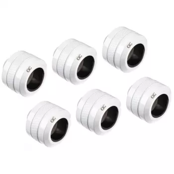 Jungtis Alphacool 17484, žalvaris, balta, 23 mm aukštis, 26 mm skersmuo, pakuotėje 6 vnt.