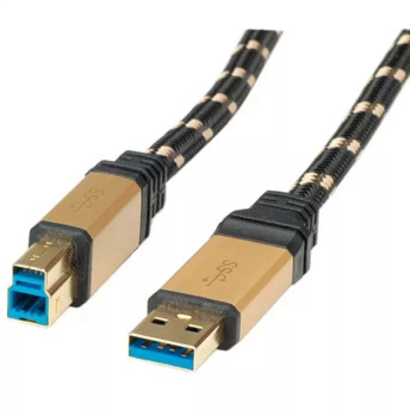 USB 3.0 kabelis ROLINE GOLD Type A M - B M 3.0 m