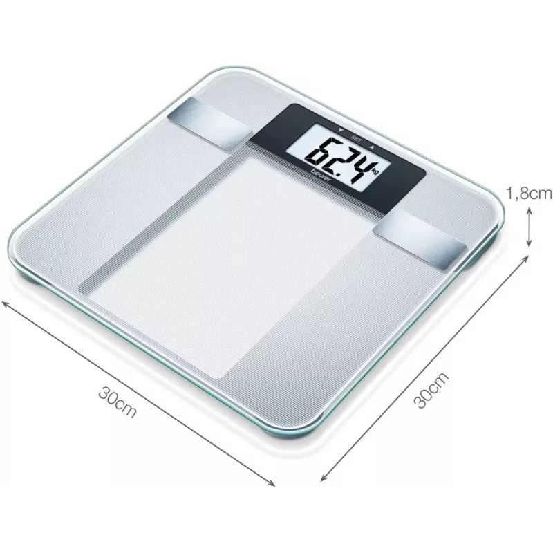 Beurer BG 13 Square Pilka, permatoma elektroninė asmeninė svarstyklė