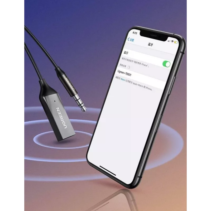 UGREEN CM309 Bluetooth 5.0 USB garso imtuvas su 3,5 mm AUX lizdu, juodas, 20–20000 Hz