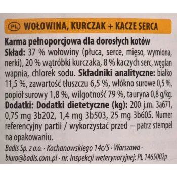 Drėgnas kačių maistas animonda Carny jautiena skardinėje 400 g — suaugusioms, be glitimo, be sojos ir cukraus