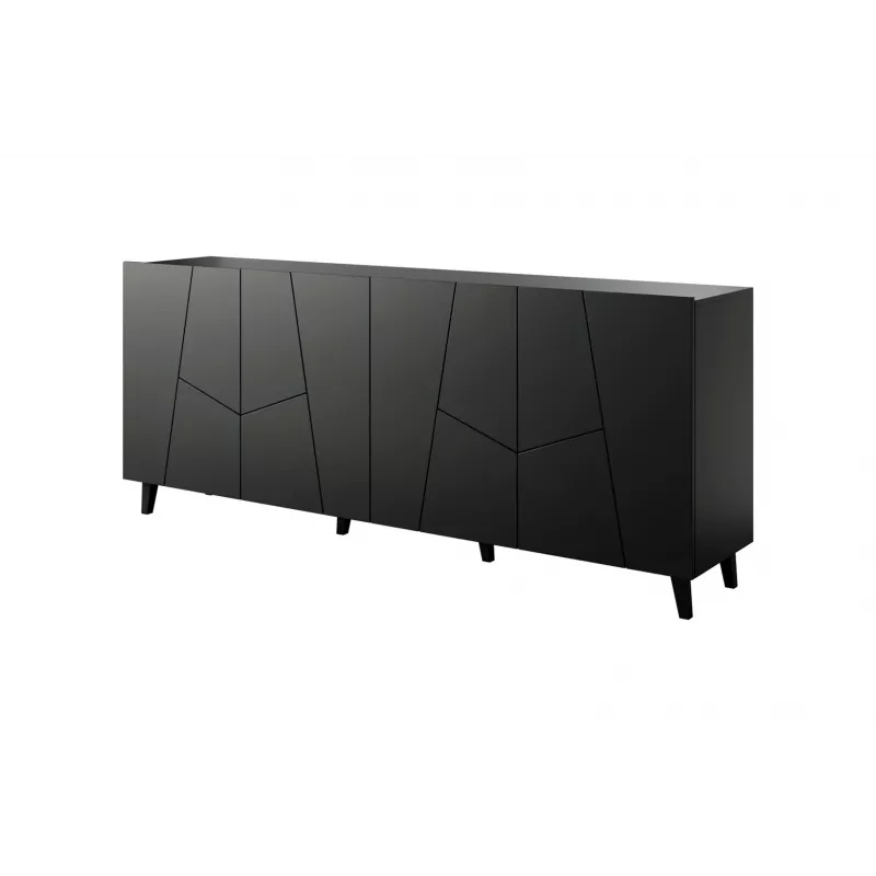 Komoda Cama Meble ETNA 2000×420×820 mm, juoda matinė, medžio drožlių plokštė