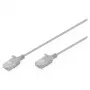 komutacinis kabelis DIGITUS CAT6 U-UTP plonas, 0,5 m, pilkas
