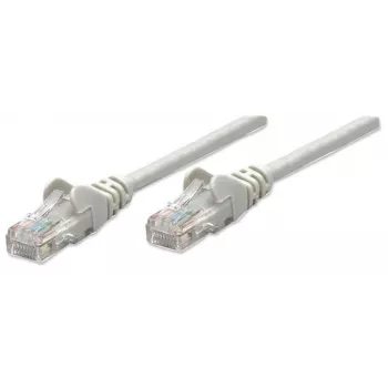 Intellinet tinklo kabelis, CAT5e, 1 m, pilkas, CCA, U/UTP, PVC, RJ45, paauksuoti kontaktai, užkabinimų nesukelianti apsauga, su apsauginiu gaubteliu, garantija visam eksploatavimo laikui