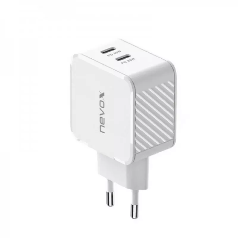 Nevox 45W Dual USB-C Power Delivery GaN įkroviklis, baltas, modelis 2569