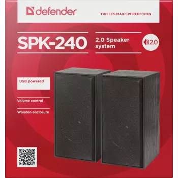 DEFENDER SPK-240 laidinės stalinės kolonėlės, 2.0, 6 W RMS, maitinamos USB, 3,5 mm, juodos