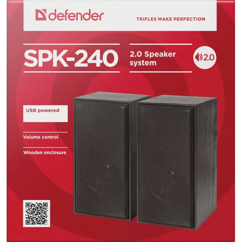 DEFENDER SPK-240 laidinės stalinės kolonėlės, 2.0, 6 W RMS, maitinamos USB, 3,5 mm, juodos