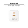 Dvigubas USB lizdo adapteris 65 W, 2 x USB-C, baltas