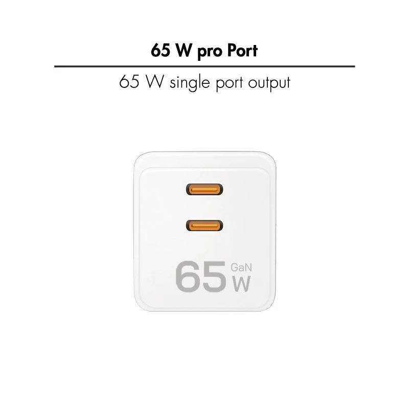 Dvigubas USB lizdo adapteris 65 W, 2 x USB-C, baltas