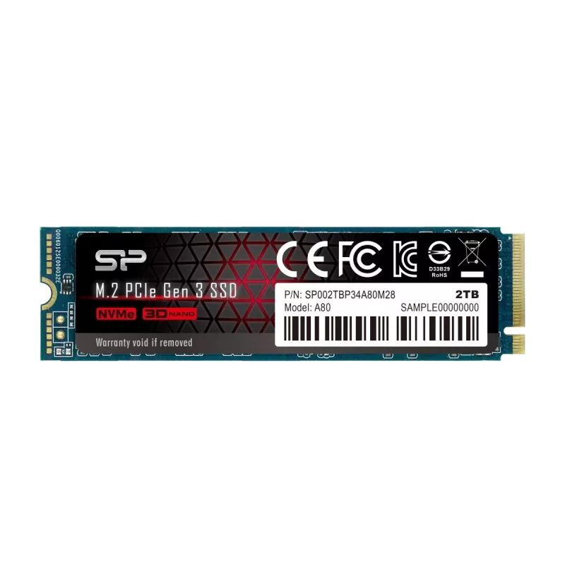 SSD M.2 NVMe 2 TB Silicon Power P34A80 — PCIe 3.0 x4, 3400/3000 MB/s, 22×80×3,5 mm